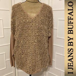 i Jeans by Buffalo Fuzzy Sequin Gold Light Sweater